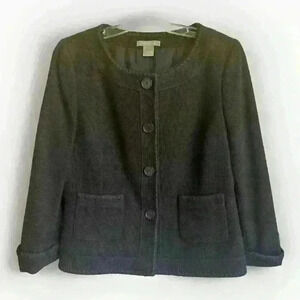Ann Taylor Women's Size 8 Black Blazer Jacket Button Up Collarless Beautiful